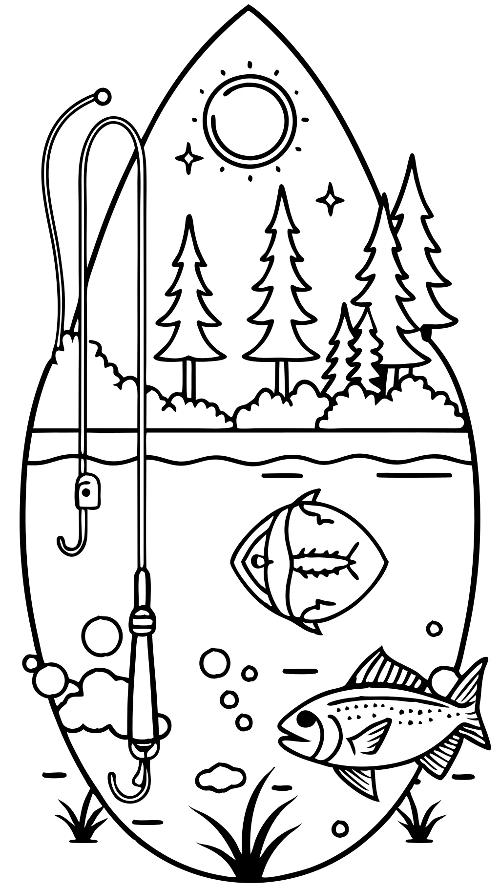 coloriage de canne à pêche